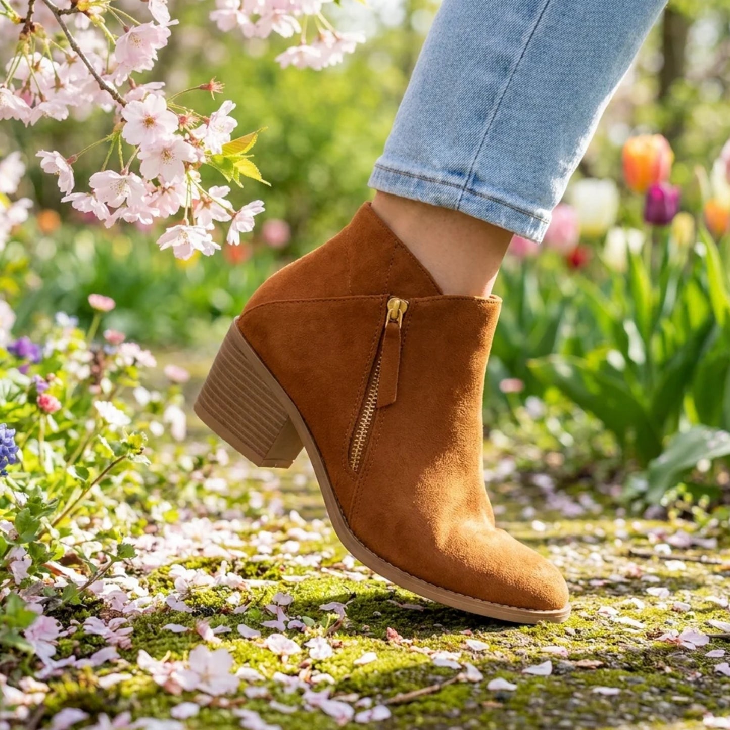 Eleganta Ankelboots för Dam – Bekväma Boots med Dragkedja och Blockklack