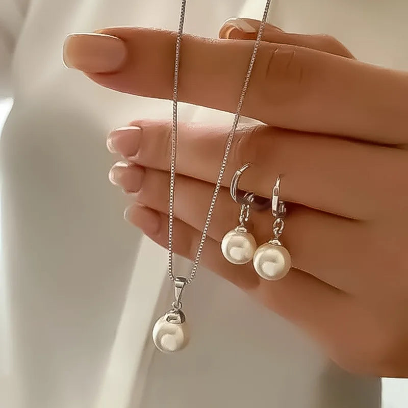 Eleganta Pärl Smycken Set | Stilrent Hänge och Dinglarörhängen för Fest Dam
