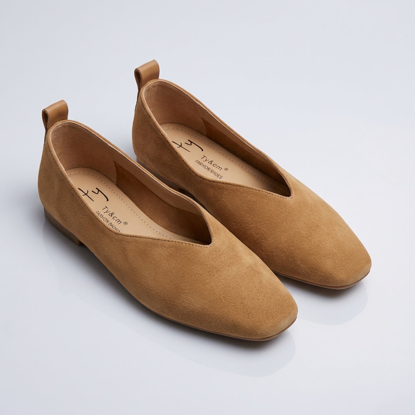 Ballerinaskor Dam Mocka – Fyrkantig Tå, Slip-On & Bekväma Flats (EU 36–40)