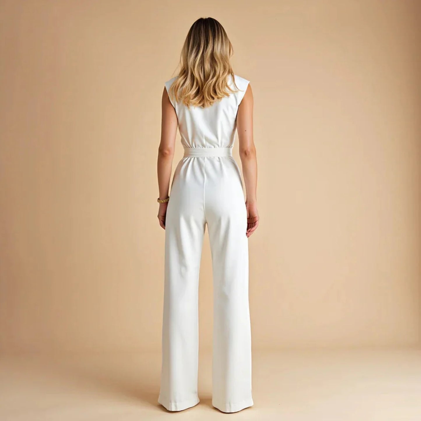 Dam Elegant Ärmlös Jumpsuit med Vida Ben – Sommar Outfit för Vardag & Kontor