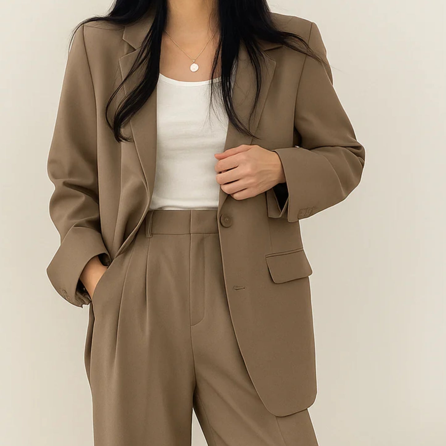 Elegant Byxdress för Dam – Blazer & Kostymbyxor 2-Delat Set