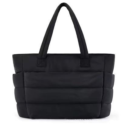 Nylon Tote Bag Dam – Stor Axelväska med Dragkedja – Rymlig Laptopväska för Jobb & Resa