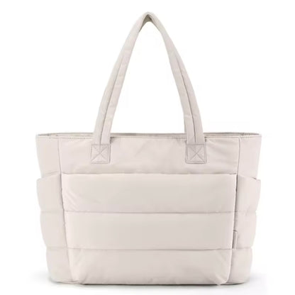 Nylon Tote Bag Dam – Stor Axelväska med Dragkedja – Rymlig Laptopväska för Jobb & Resa