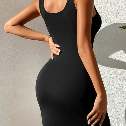 Bodycon Miniklänning Dam – Stretchig Tight Klänning med Breda Axelband – Sommarklänning Party