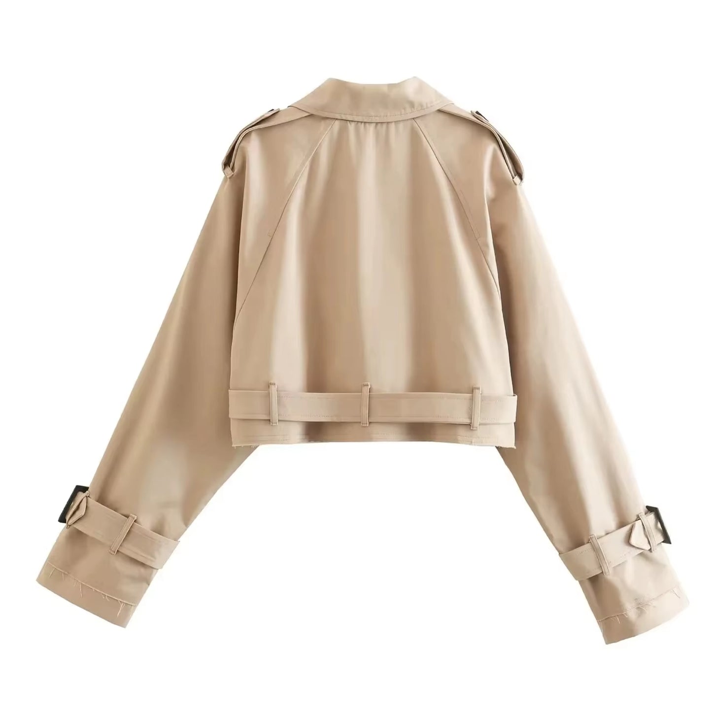 Cropped Trenchcoat Dam – Kort Jacka med Bälte – Elegant Vårjacka & Streetwear
