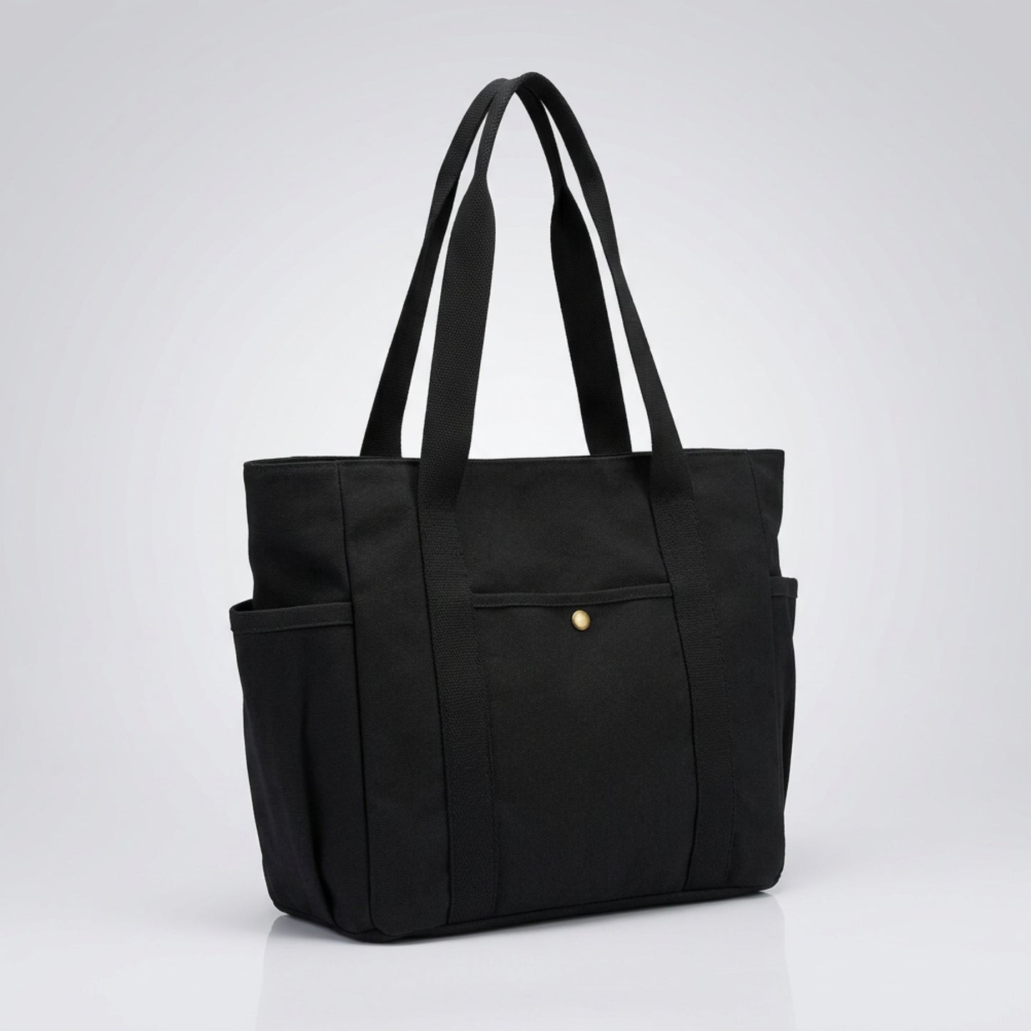 Canvas Tote Bag Dam – Stor Axelväska med Flera Fack – Rymlig Handväska för Vardag & Skola