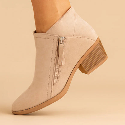 Eleganta Ankelboots för Dam – Bekväma Boots med Dragkedja och Blockklack