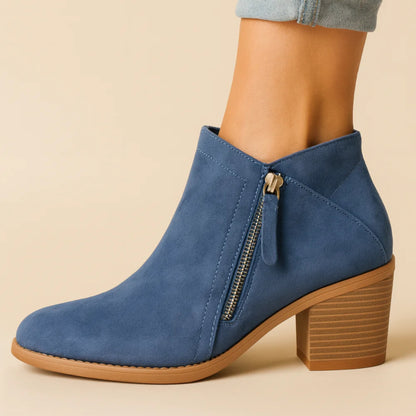 Eleganta Ankelboots för Dam – Bekväma Boots med Dragkedja och Blockklack