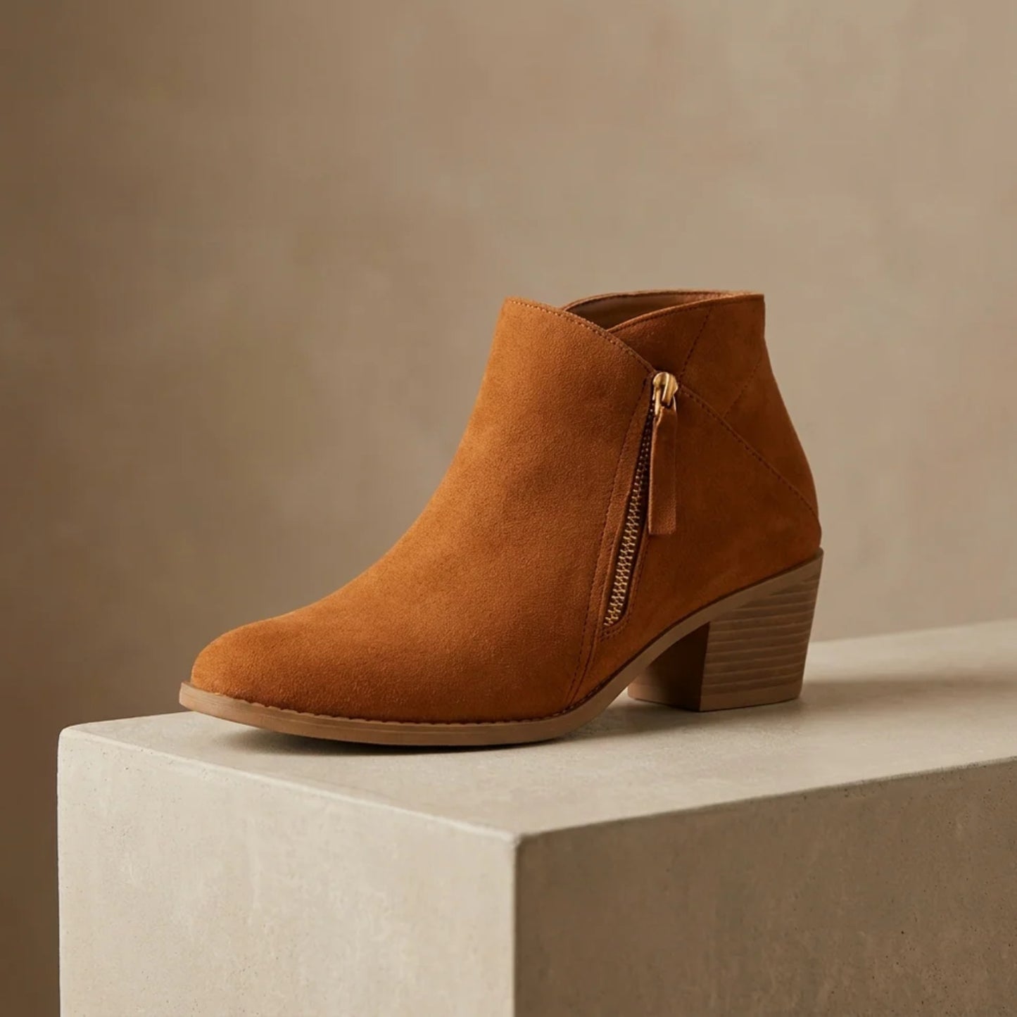Eleganta Ankelboots för Dam – Bekväma Boots med Dragkedja och Blockklack