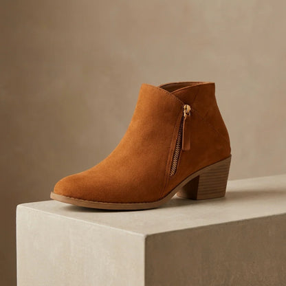 Eleganta Ankelboots för Dam – Bekväma Boots med Dragkedja och Blockklack