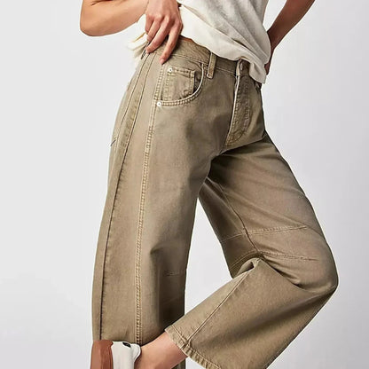 Vida Jeans för Dam – Avslappnade Denimbyxor med Hög Midja och Lös Passform