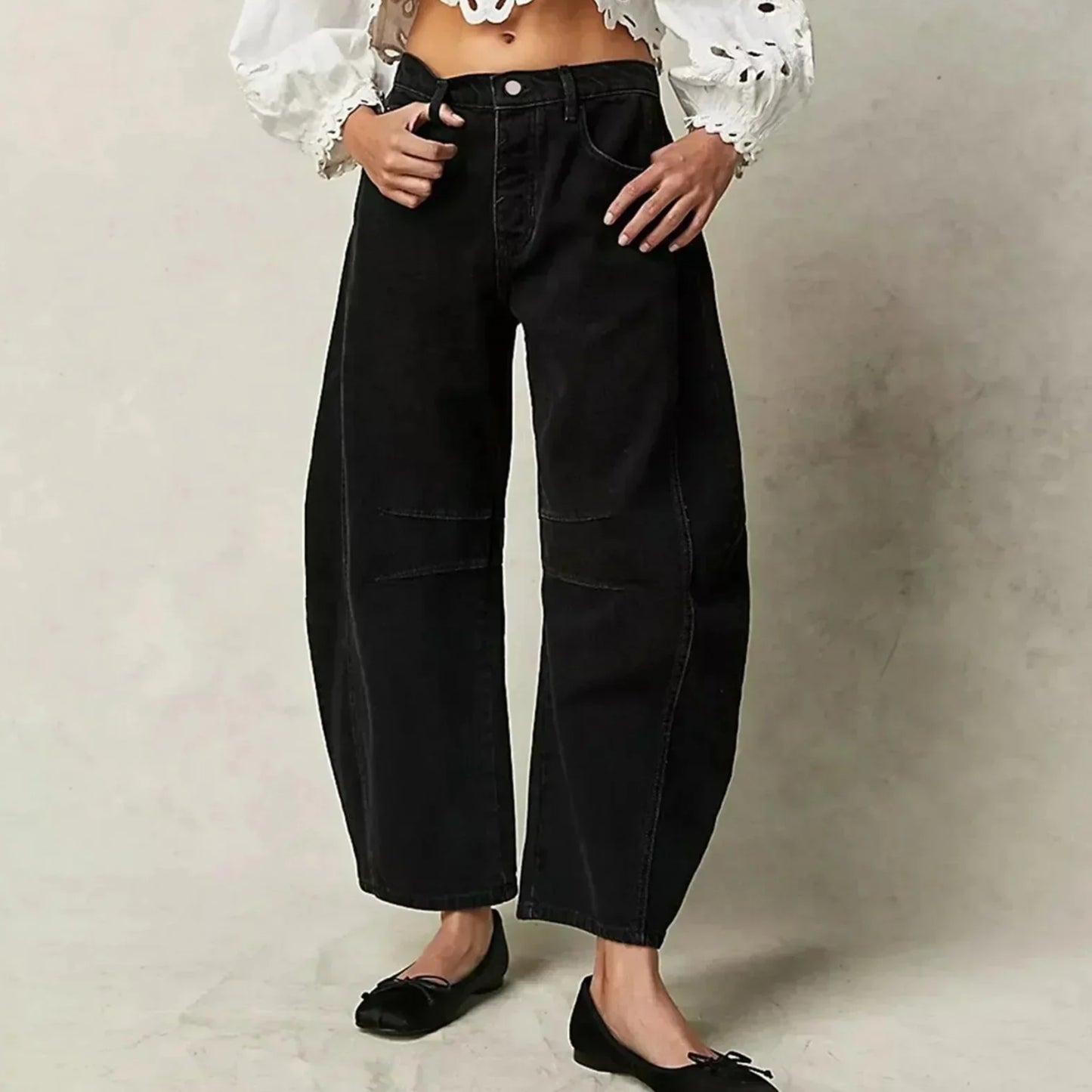 Vida Jeans för Dam – Avslappnade Denimbyxor med Hög Midja och Lös Passform