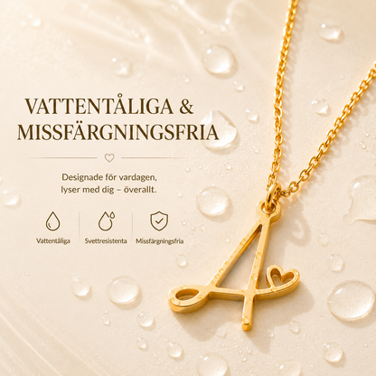 Guldpläterad Rostfri Stål Halsband med Bokstav | Elegant Hjärta Personligt Smycke Dam