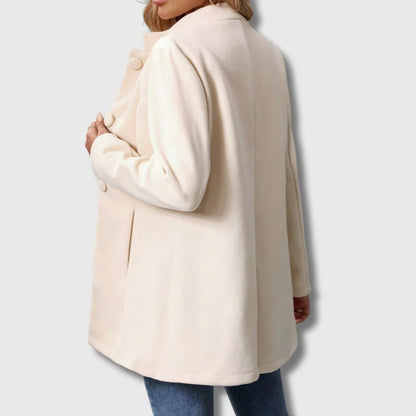 Elegant Midikappa Dam – Figursydd Kappa med Ståkrage & Knappar