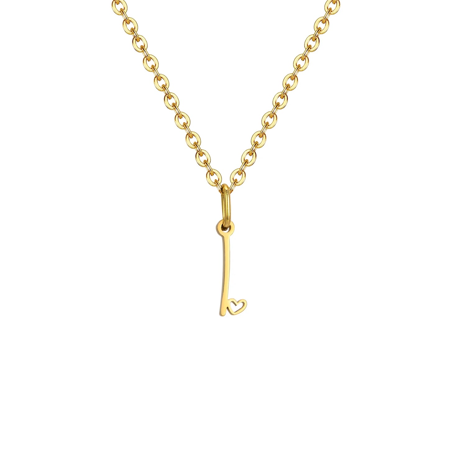 Guldpläterad Rostfri Stål Halsband med Bokstav | Elegant Hjärta Personligt Smycke Dam