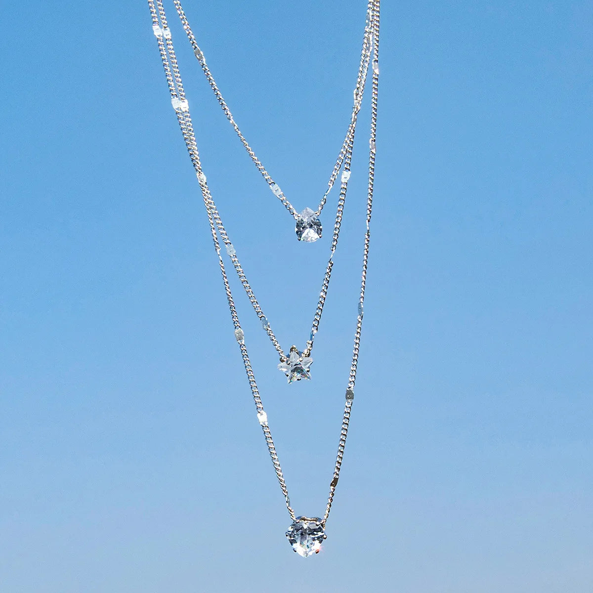 Elegant Flerlagers Kedja Halsband | Glittrande Zirkon Choker Smycke Dam