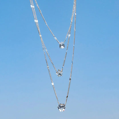 Elegant Flerlagers Kedja Halsband | Glittrande Zirkon Choker Smycke Dam