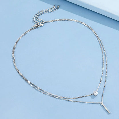 Elegant Flerlagers Kedja Halsband | Glittrande Zirkon Choker Smycke Dam
