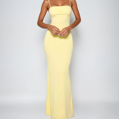 Damens Mjölksilke Maxiklänning | Elegant Rygglös Bodycon Sommarklänning