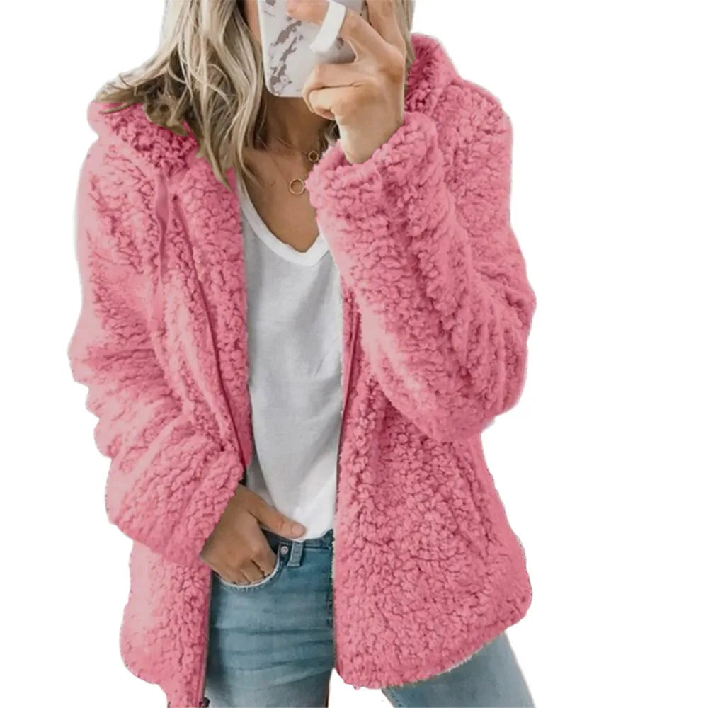 Damernas Elegant Tweed Sammetjacka Med Huva | Varm Höst-Vinter Jacka