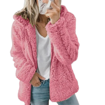 Damernas Elegant Tweed Sammetjacka Med Huva | Varm Höst-Vinter Jacka