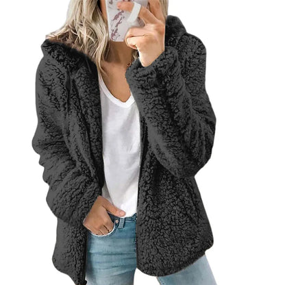 Damernas Elegant Tweed Sammetjacka Med Huva | Varm Höst-Vinter Jacka