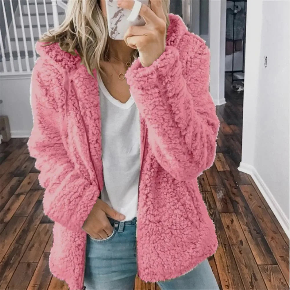 Damernas Elegant Tweed Sammetjacka Med Huva | Varm Höst-Vinter Jacka
