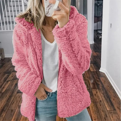 Damernas Elegant Tweed Sammetjacka Med Huva | Varm Höst-Vinter Jacka