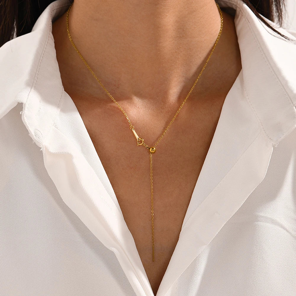 Justerbara Rostfria Stål Halsband | Elegant Lagerhängande Smycke Dam
