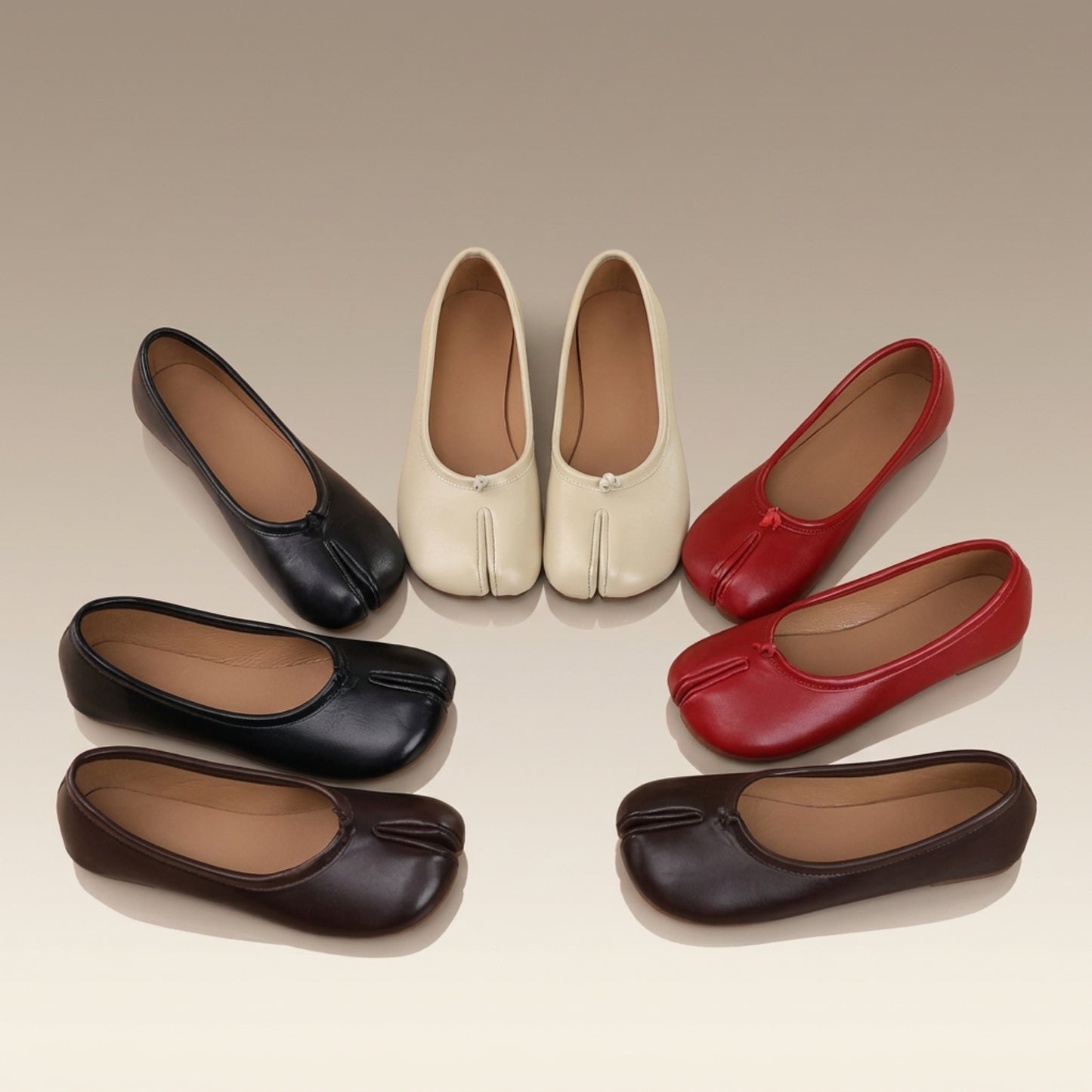 Ballerinaskor Dam – Bekväma Slip-On Skor med Tådelare – Mjuka & Stilrena Vardagsskor (EU 34–45)