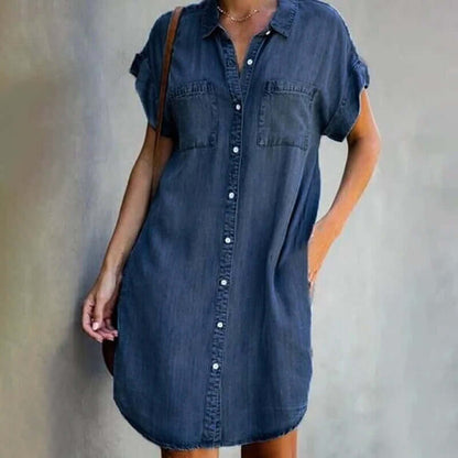 Kvinnors Denimklänning | Tidlös Bekväm Casual Klänning