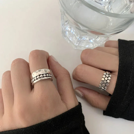 Eleganta 925 Sterling Silver Ringar | Geometrisk Multilager Rund Pärl Design Dam
