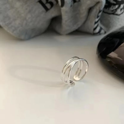 Eleganta 925 Sterling Silver Ringar | Geometrisk Multilager Rund Pärl Design Dam