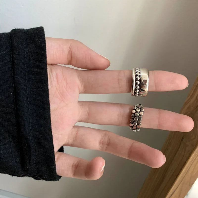 Eleganta 925 Sterling Silver Ringar | Geometrisk Multilager Rund Pärl Design Dam