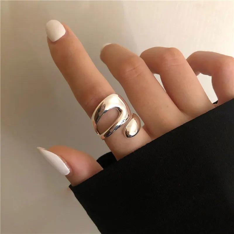 Eleganta 925 Sterling Silver Ringar | Geometrisk Multilager Rund Pärl Design Dam