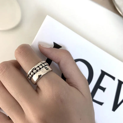 Eleganta 925 Sterling Silver Ringar | Geometrisk Multilager Rund Pärl Design Dam