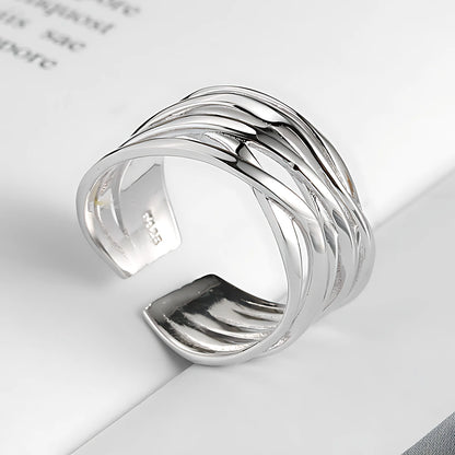 Eleganta 925 Sterling Silver Ringar | Geometrisk Multilager Rund Pärl Design Dam