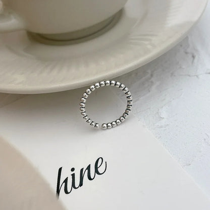 Eleganta 925 Sterling Silver Ringar | Geometrisk Multilager Rund Pärl Design Dam