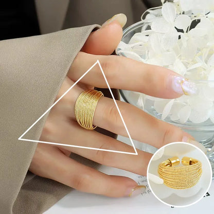 Eleganta 925 Sterling Silver Ringar | Geometrisk Multilager Rund Pärl Design Dam