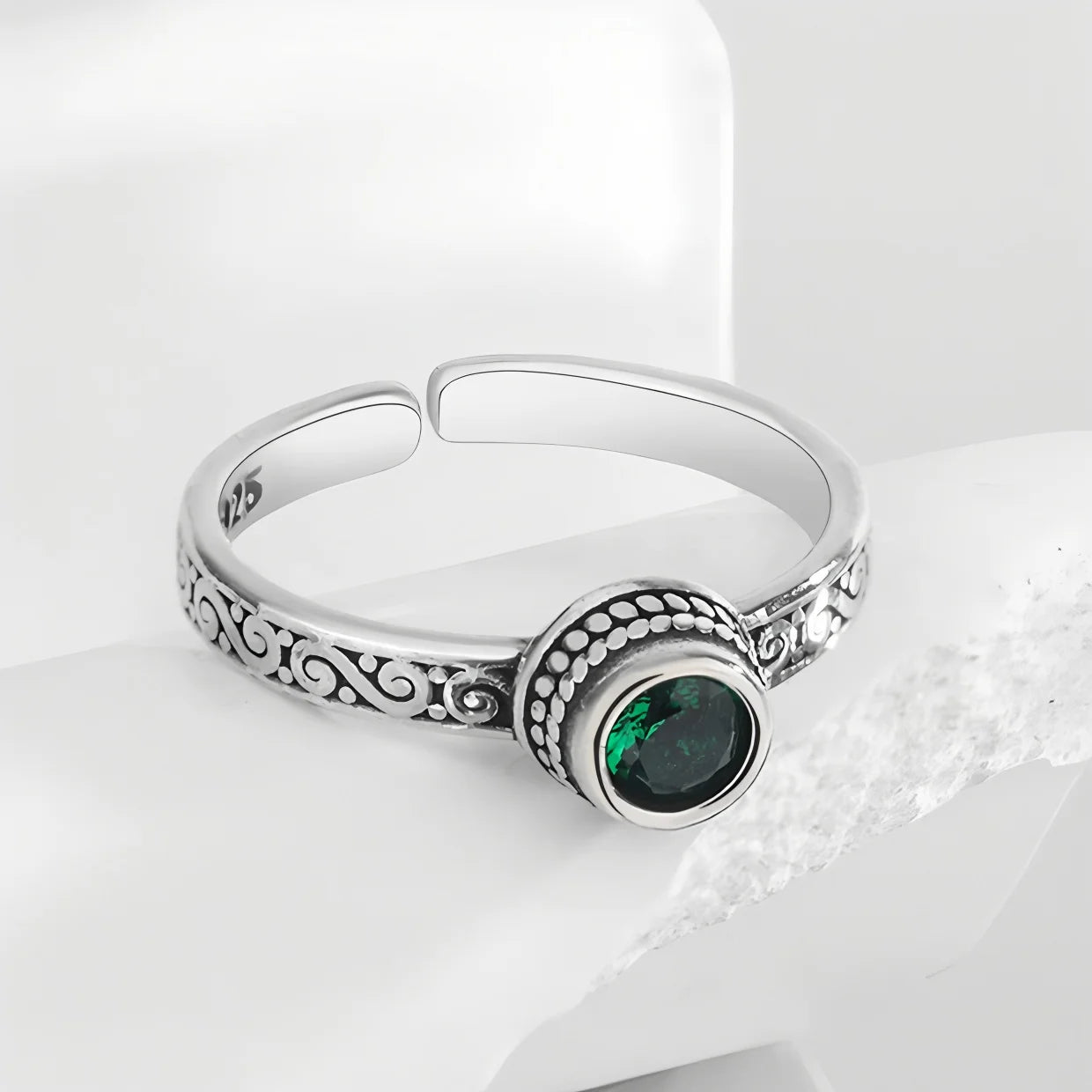 Eleganta 925 Sterling Silver Ringar | Geometrisk Multilager Rund Pärl Design Dam