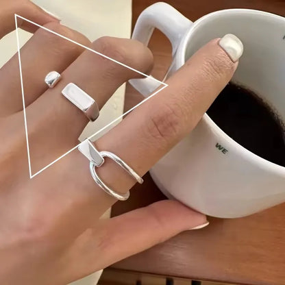 Eleganta 925 Sterling Silver Ringar | Geometrisk Multilager Rund Pärl Design Dam