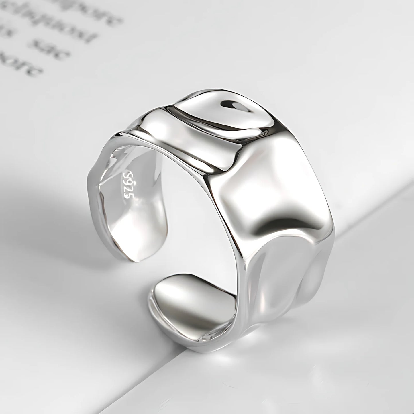 Eleganta 925 Sterling Silver Ringar | Geometrisk Multilager Rund Pärl Design Dam