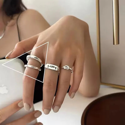 Eleganta 925 Sterling Silver Ringar | Geometrisk Multilager Rund Pärl Design Dam