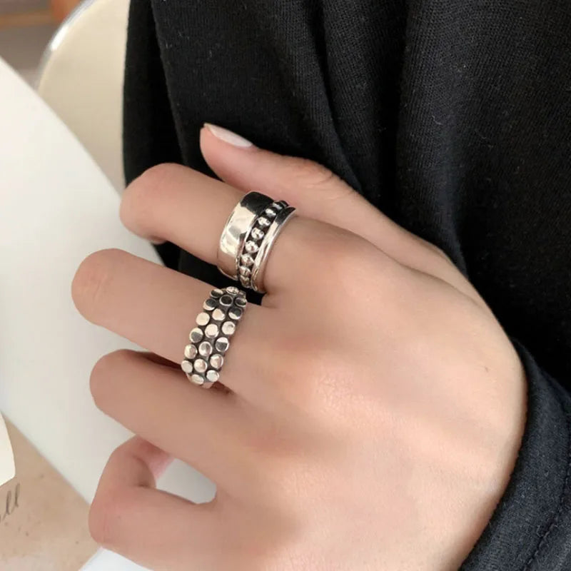 Eleganta 925 Sterling Silver Ringar | Geometrisk Multilager Rund Pärl Design Dam