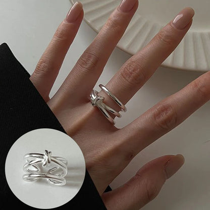 Eleganta 925 Sterling Silver Ringar | Geometrisk Multilager Rund Pärl Design Dam