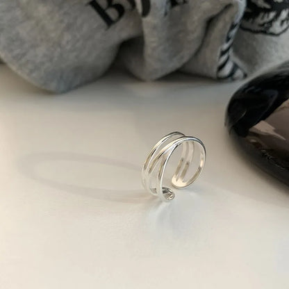 Eleganta 925 Sterling Silver Ringar | Geometrisk Multilager Rund Pärl Design Dam
