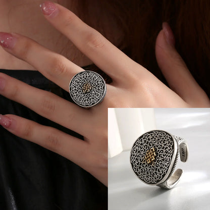 Eleganta 925 Sterling Silver Ringar | Geometrisk Multilager Rund Pärl Design Dam