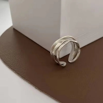 Eleganta 925 Sterling Silver Ringar | Geometrisk Multilager Rund Pärl Design Dam