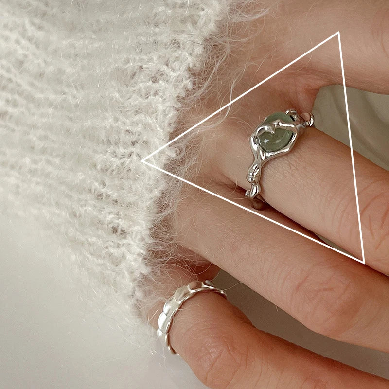 Eleganta 925 Sterling Silver Ringar | Geometrisk Multilager Rund Pärl Design Dam