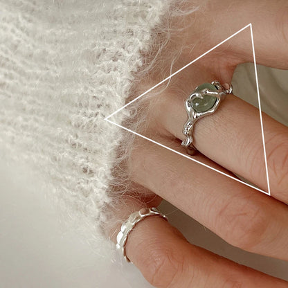 Eleganta 925 Sterling Silver Ringar | Geometrisk Multilager Rund Pärl Design Dam